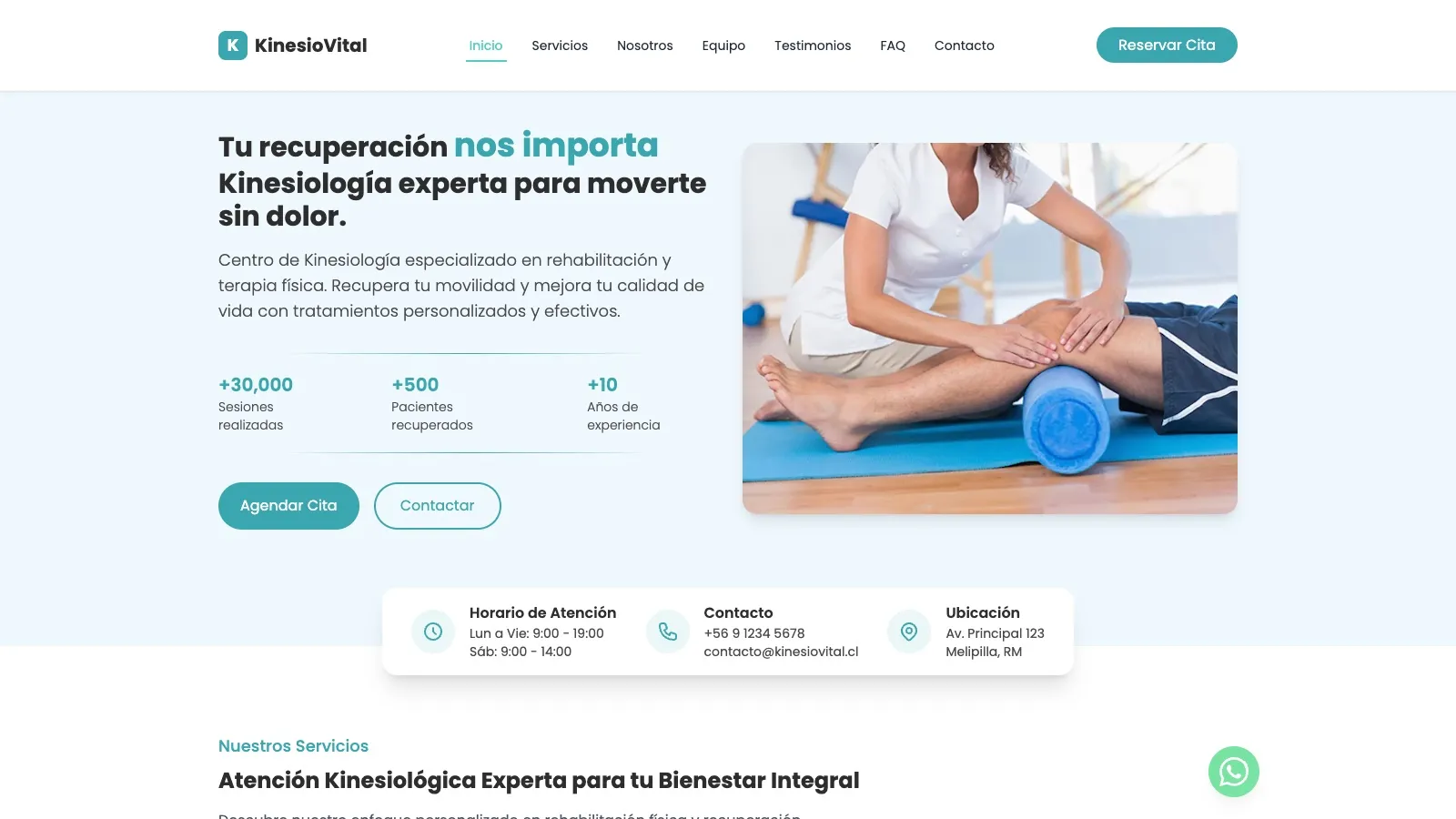 Captura del sitio web de KinesioVital